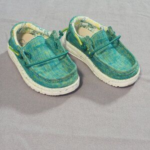 Hey Dude Wally Toddler Shoes Kids 7 Chambray Gamer Green Slip On Youth Boy Girl